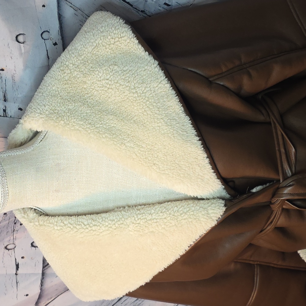 WeWoreWhat Brown and Cream Teddy Jacket In Medium As Is - Picture 3 of 7